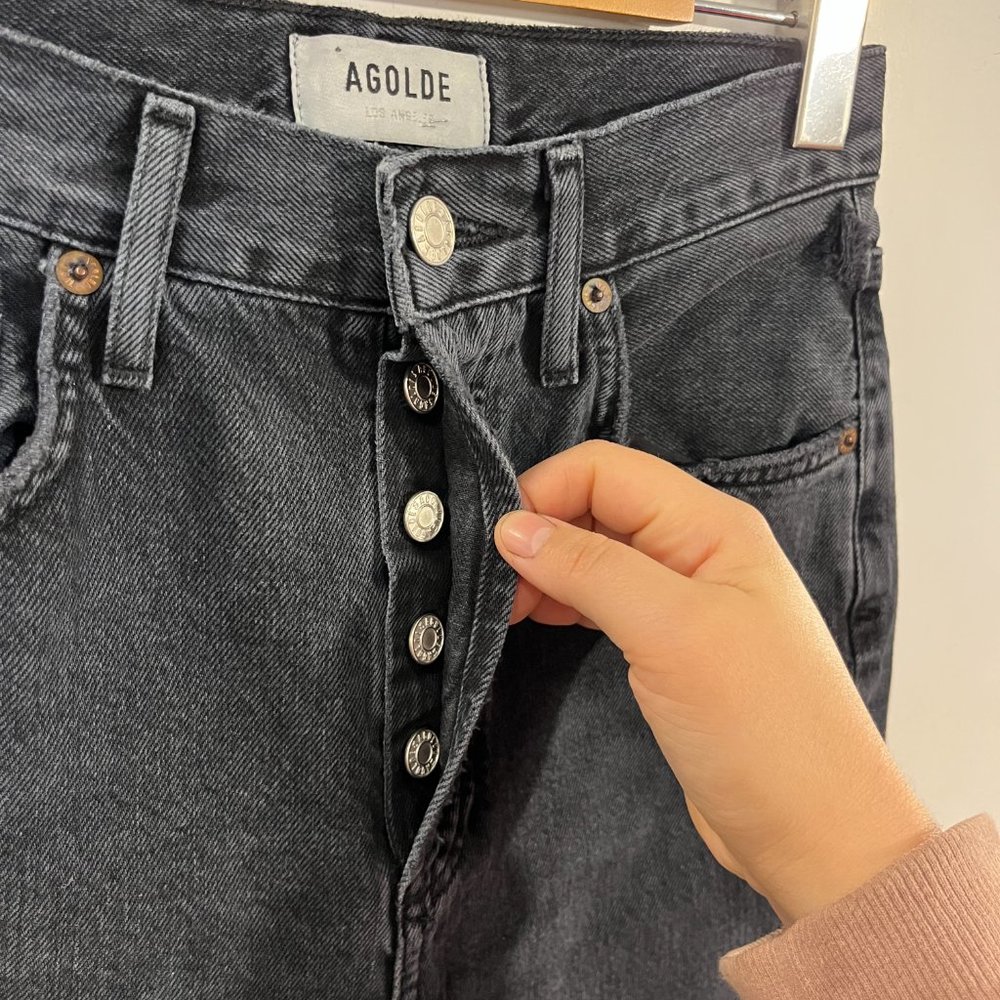 NWOT Agolde Riley High Rise Straight Crop Distressed Size 23 - Picture 5 of 10